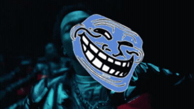 A Blue Troll Face With White Teeth And A Huge Smile GIF