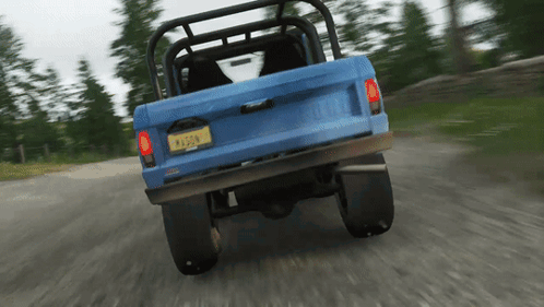 A Blue Truck With A New York License Plate That Says Pa330n GIF