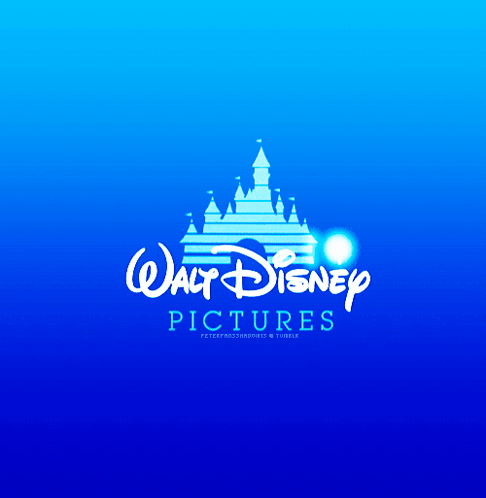A Blue Walt Disney Pictures Logo With A Castle On It GIF