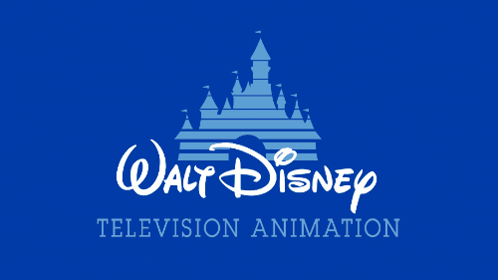 A Blue Walt Disney Television Animation Logo With A Castle On It GIF