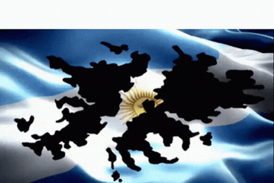 A Blue White And Black Flag With A Silhouette Of An Island In The Middle GIF