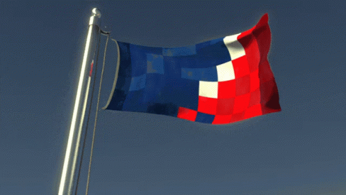 A Blue White And Red Flag Is Flying In The Wind GIF
