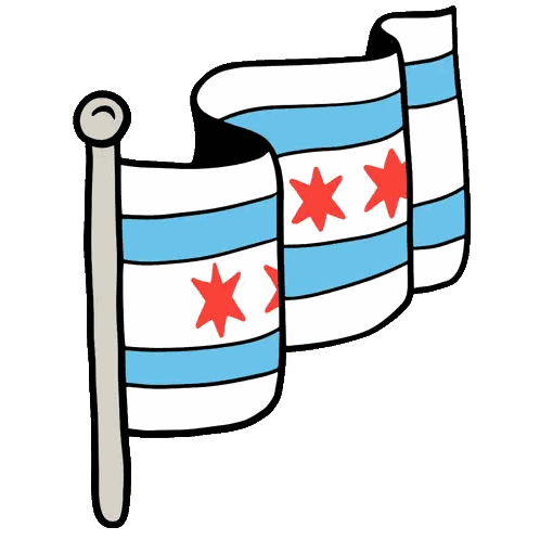 A Blue White And Red Flag With Three Red Stars Sticker