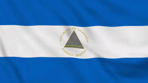 A Blue White And Yellow Flag With The Words Republica De Nicaragua America Central GIF