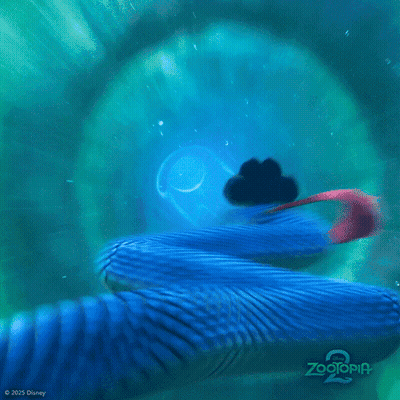 A Blue Worm Is Swimming Through A Tunnel In A Zootopia 2 Poster . GIF