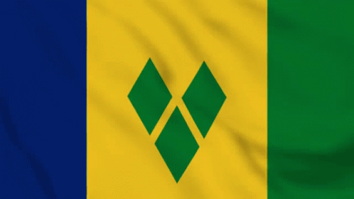 A Blue Yellow And Green Flag With A Green Diamond In The Middle GIF