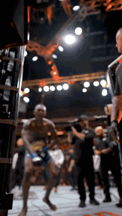 A Blurred Image Of A Boxing Match With A Referee In The Foreground GIF