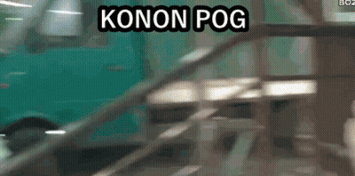 A Blurred Image Of A Car With The Words Konon Pog On The Bottom GIF