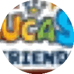 A Blurred Image Of A Circle With The Words Uga Friends On It Sticker