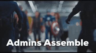 A Blurred Image Of A Group Of People With The Words Admins Assemble GIF