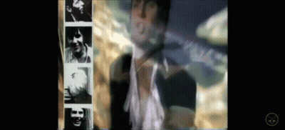 A Blurred Image Of A Man 'S Face Is Surrounded By Other Images . GIF