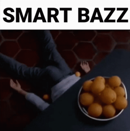 A Blurred Image Of A Man Standing In A Room With The Words Smart Bazz Above Him GIF