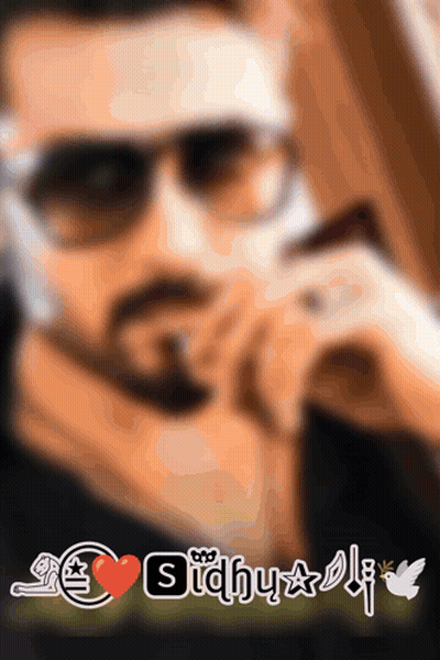 A Blurred Image Of A Man Wearing Sunglasses With The Name Sidhu On It GIF