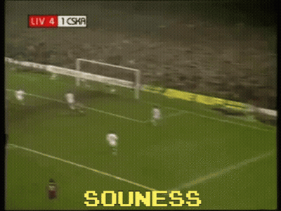 A Blurred Image Of A Man With The Word Souness Written On It GIF