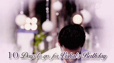 A Blurred Image Of A Man With The Words " 10 Days To Go For Vishal 'S Birthday " GIF