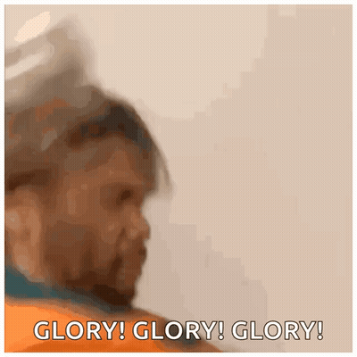 A Blurred Image Of A Man With The Words Glory Glory Glory GIF