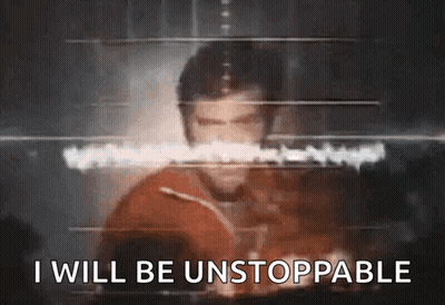 A Blurred Image Of A Man With The Words I Will Be Unstoppable Written On The Bottom GIF