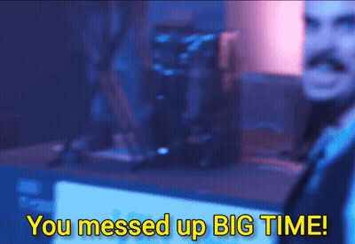 A Blurred Image Of A Man With The Words You Messed Up Big Time Behind Him GIF