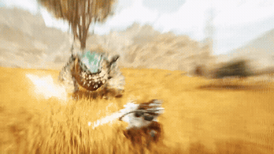 A Blurred Image Of A Person Fighting A Monster In A Field GIF
