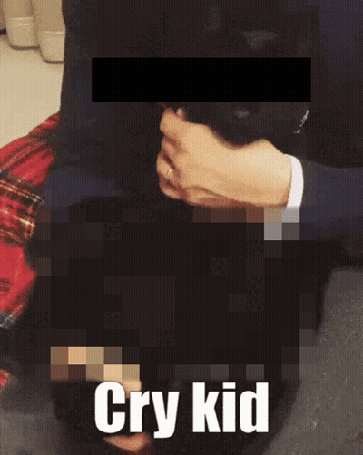A Blurred Image Of A Person Holding A Cat With The Words Cry Kid Written Below It GIF
