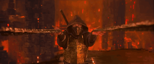 A Blurred Image Of A Person Holding A Sword With The Word Cover In Red Letters GIF