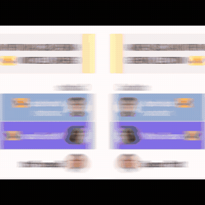 A Blurred Image Of A Person 'S Face With A Blue And Yellow Background GIF