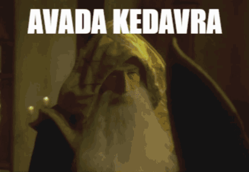 A Blurred Image Of A Person With The Words Avada Kedavra Written On It GIF