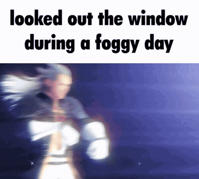 A Blurred Image Of A Person With The Words " Looked Out The Window During A Foggy Day " GIF