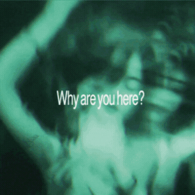 A Blurred Image Of A Person With The Words Why Are You Here GIF