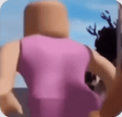 A Blurred Image Of A Roblox Character In A Pink Dress Standing In Front Of A Blue Sky . GIF