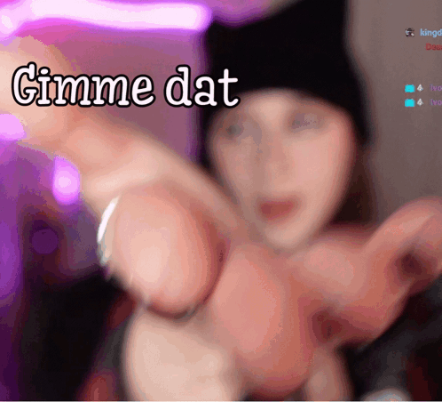 A Blurred Image Of A Woman With The Words Gimme Dat Written On The Bottom GIF