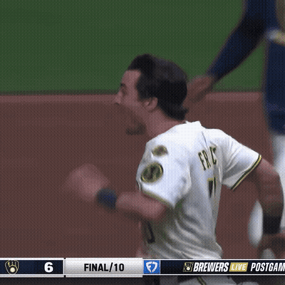 A Blurred Image Of Two Baseball Players With The Score 6 To 10 GIF
