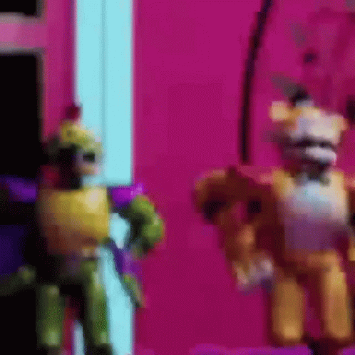 Blurred Robots Standing Pink Background GIF