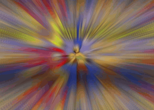 A Blurry Image Of A Cartoon Character With A Red Circle In The Center GIF