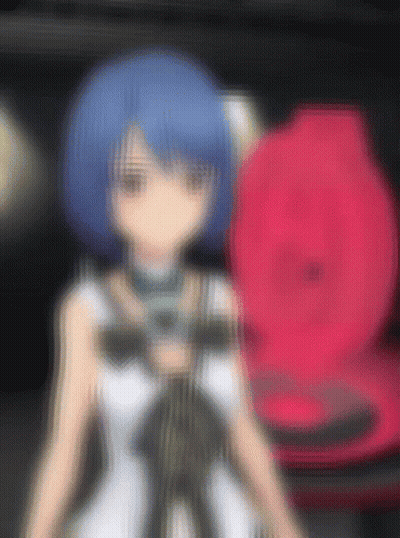 A Blurry Image Of A Girl With Blue Hair And A White Dress GIF