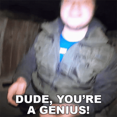 A Blurry Photo Of A Man With The Words Dude You 'Re A Genius GIF