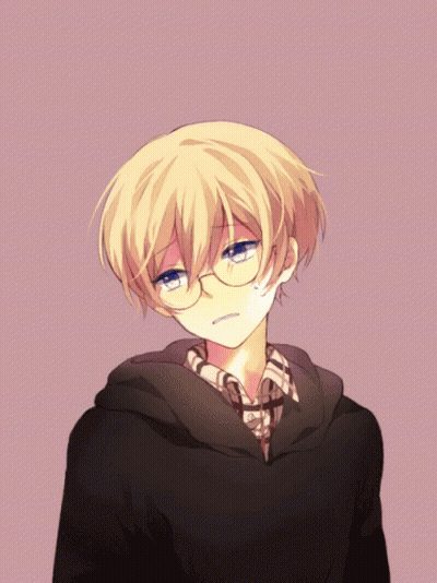 A Blurry Picture Of A Blonde Anime Character With Blue Eyes GIF