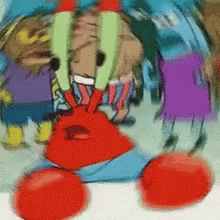 A Blurry Picture Of A Cartoon Character Called Crab Man GIF