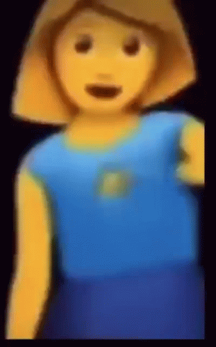 A Blurry Picture Of A Cartoon Character Wearing A Blue Shirt GIF