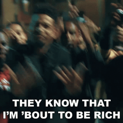 A Blurry Picture Of A Crowd Of People With The Words `` They Know That I 'M ' Bout To Be Rich '' . GIF