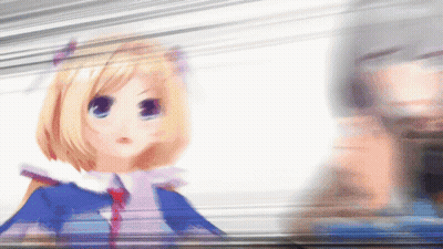 A Blurry Picture Of A Girl In A Blue Outfit GIF