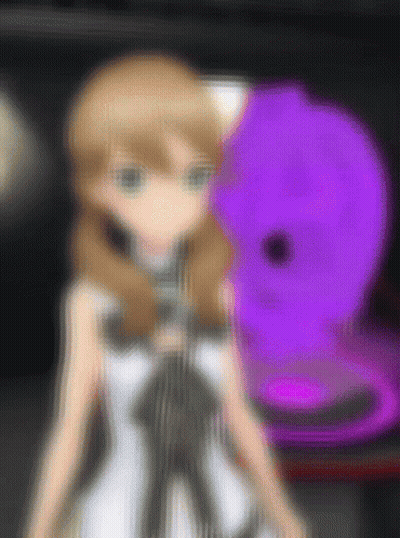 A Blurry Picture Of A Girl In A White Dress With A Purple Object In The Background GIF