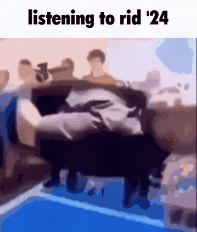 A Blurry Picture Of A Group Of People With The Caption Listening To Rid '24 ' GIF