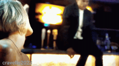 A Blurry Picture Of A Man And A Woman With The Year Cravello2023 GIF