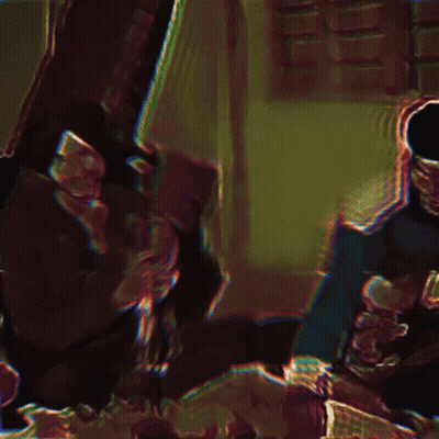 a blurry picture of a man in a black hat