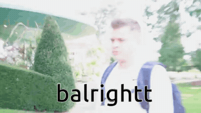 A Blurry Picture Of A Man With A Backpack And The Word Balrightt On The Bottom GIF