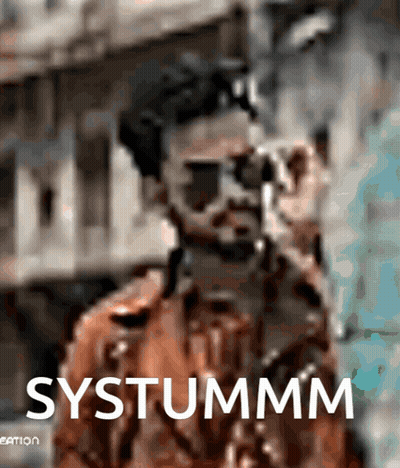 A Blurry Picture Of A Man With The Word Systummm On The Bottom Right GIF