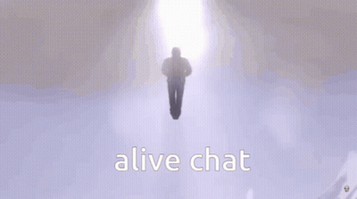 A Blurry Picture Of A Man With The Words " Alive Chat " Written On It GIF