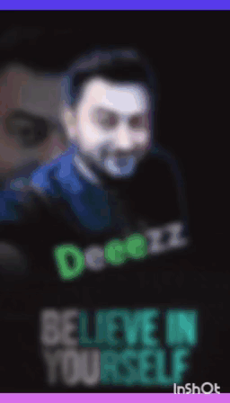 A Blurry Picture Of A Man With The Words Believe In Yourself On The Bottom GIF