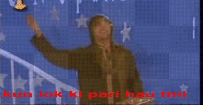 A Blurry Picture Of A Man With The Words Kun Lok Ki Pari Hau Tmi GIF